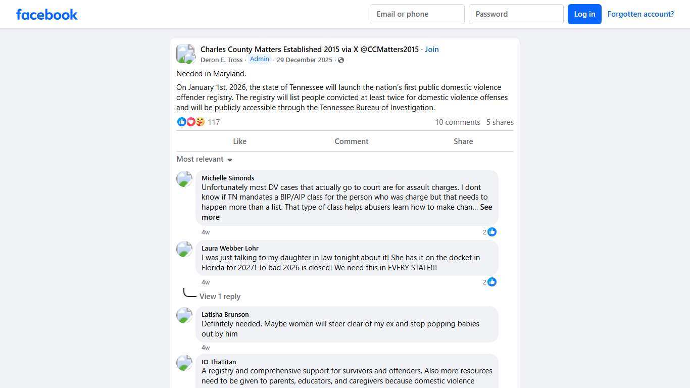 Charles County Matters Established 2015 via X @CCMatters2015 Needed in Maryland Facebook