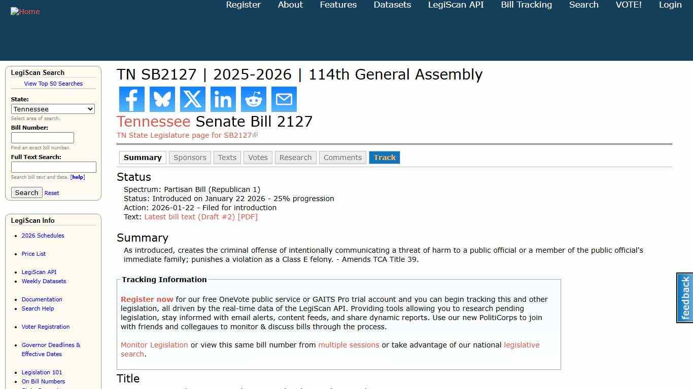 TN SB2127 2025-2026 114th General Assembly LegiScan